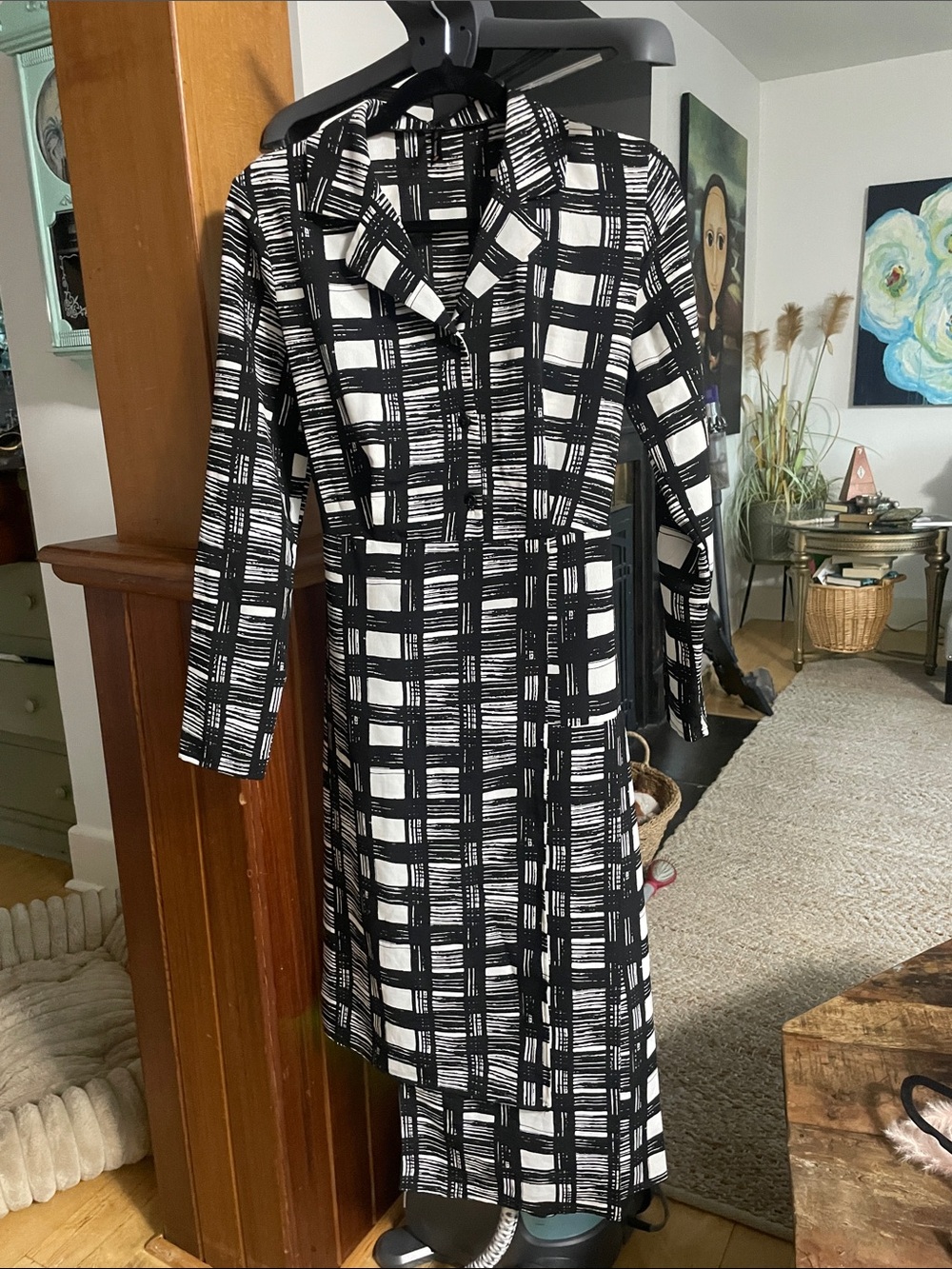 Black & White Asymmetrical Women's Dress - Classic Plaid